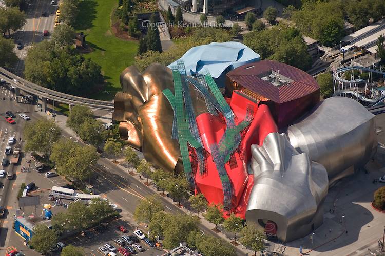 Aerial of the Experience Music Project at Seattle Center